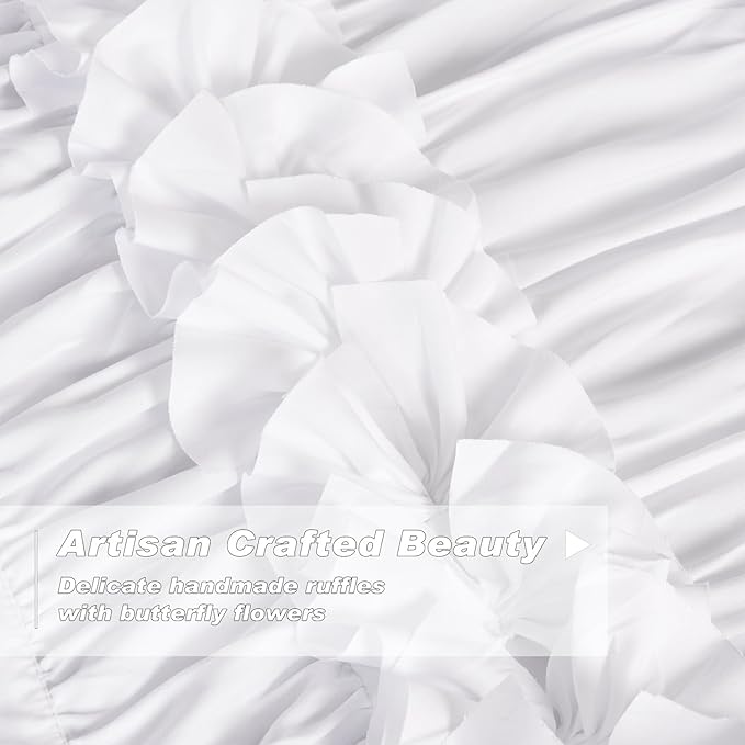 White Thermal Insulated Blackout Drapes 52"W x 96"L | Handmade Ruffles & - Image 2