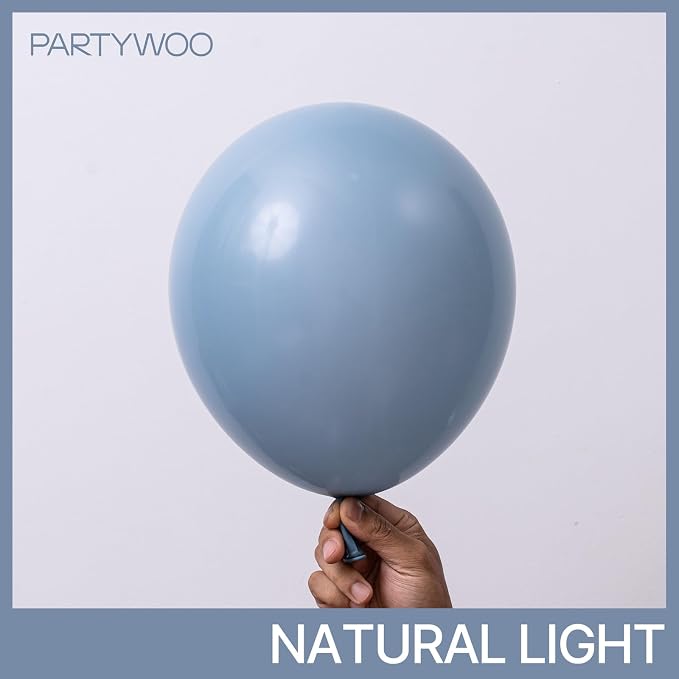 PartyWoo Dusty Blue Balloons 50pcs Slate Blue Boho Neutral Color | 12 Inch - Image 2