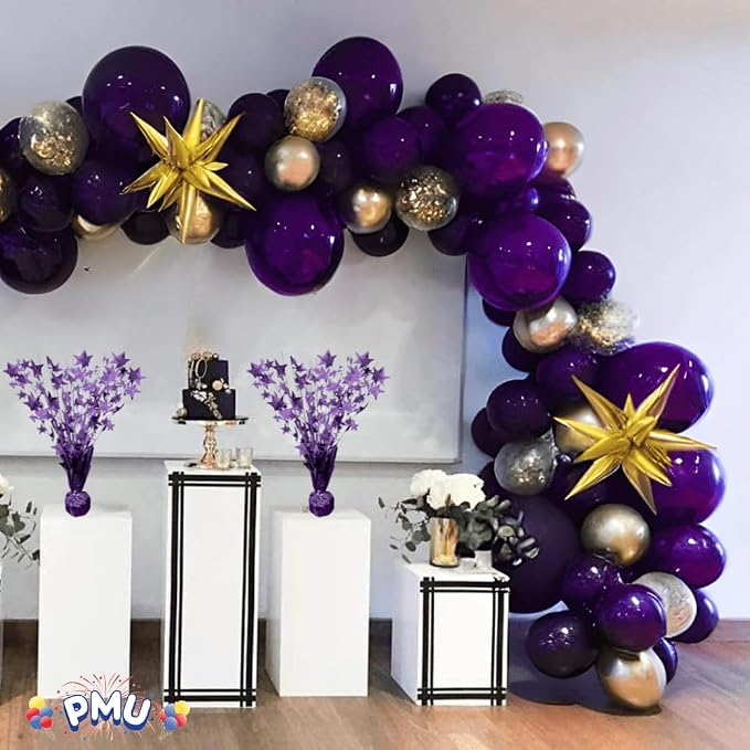 PMU 3 Pack Bursting Star Metallic Foil Spray Centerpiece- Purple Prismatic - Image 2