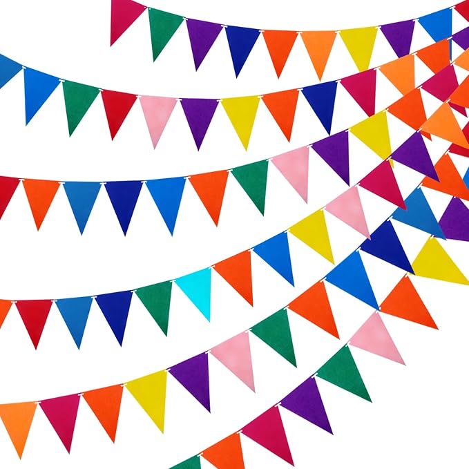 6 Pack Rainbow Felt Bunting Banner, Triangle Pennant Flags Garland by Unknown