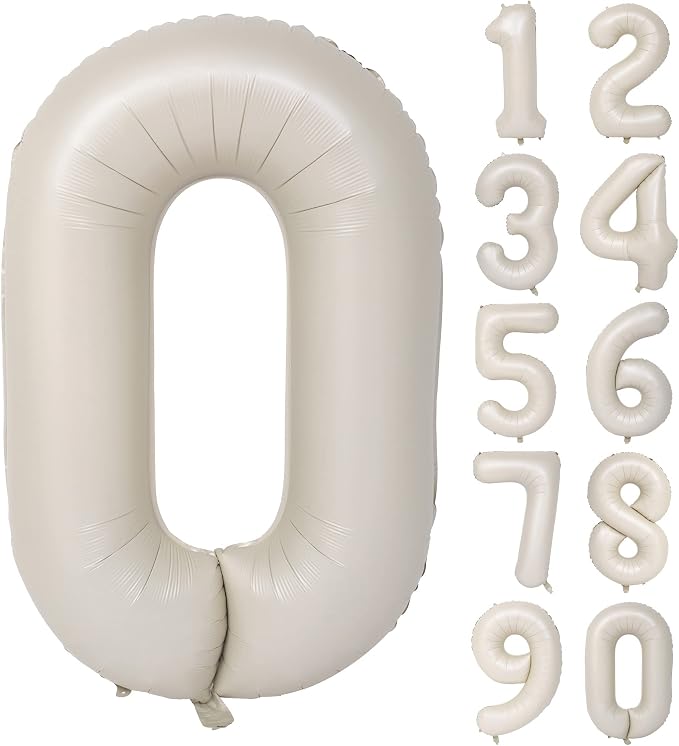 40 In Cream white Number Balloons Helium Foil Mylar Balloon Digital 0 | by Exquisitehighqualitypartydecorationstomeetyoureveryneed%EF%BC%81