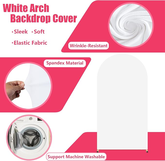 6.6FT Arch Backdrop Stand and White Cover Set, Wedding Arch Backdrop Stand | - Image 8