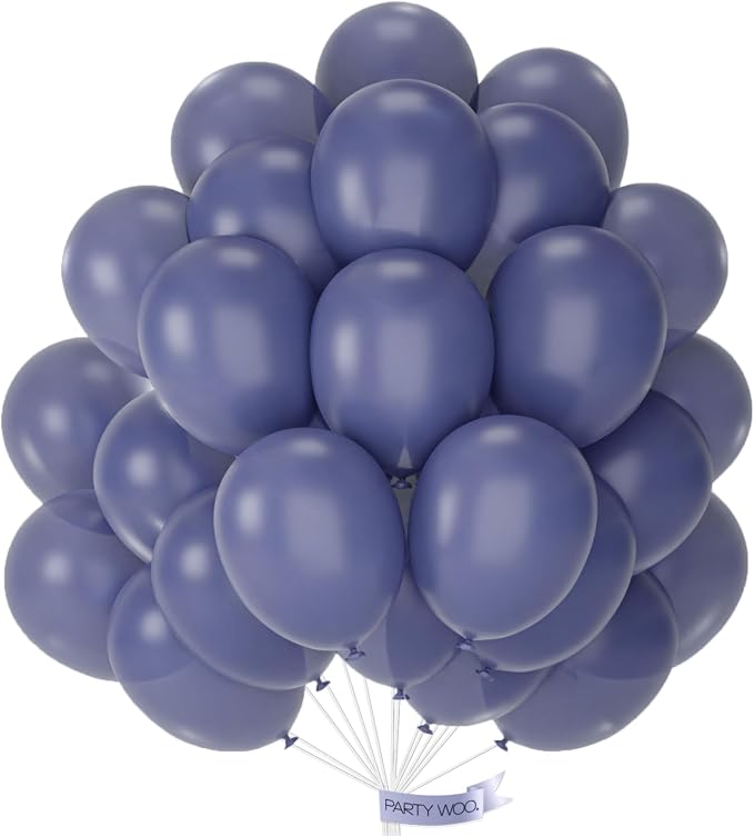 PartyWoo Dusty Blue Balloons 50pcs Navy Slate Blue Boho Neutral Color | 12 Inch by PartyWoo