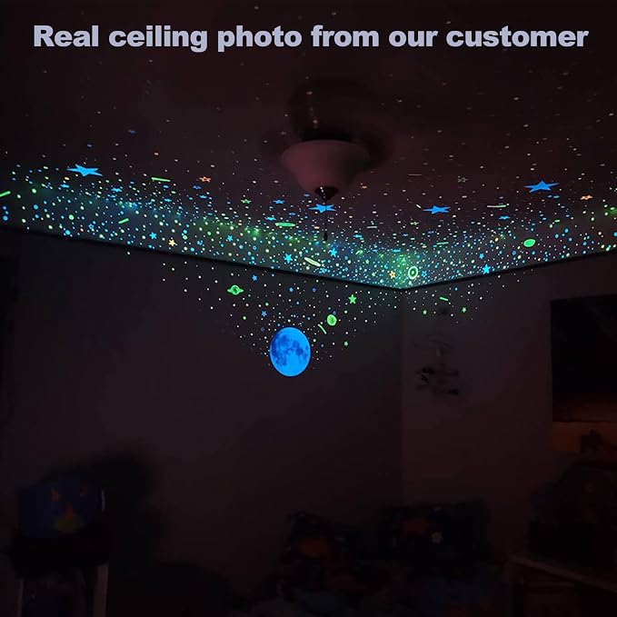 Glow in The Dark Stars for Ceiling Decal Decor 633 Pcs Realistic 3D Sticker | - Image 6