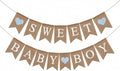 Sweet Baby Boy Burlap Banner for Baby Shower Decorations and Gender Reveal Party by ShimmerAnnaShine