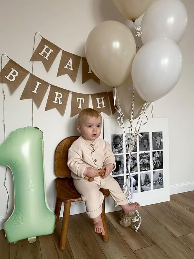 3 Balloon Numbers Birthday Decorations, 40In Sage-Green Balloons - Image 4