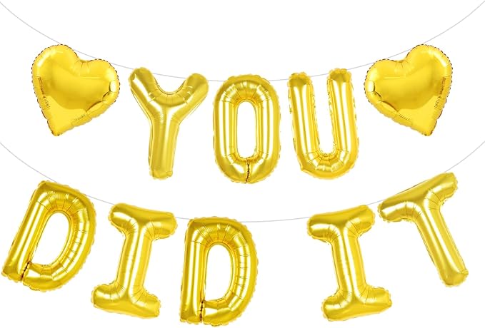 Gold YOU DID IT Congratulations Banner, 16 inch YOU DID IT Letter by Unknown