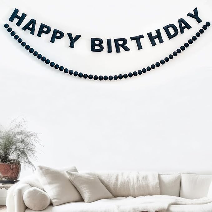 Pre-Strung Reusable 3D Black Happy Birthday Banner Men Birthday Decorations | - Image 7