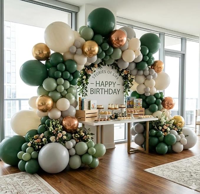 Pastel Green Balloon Garland Kit Different Sizes Double Stuffed Balloons Latex - Image 2