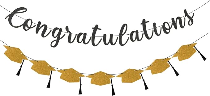 Class of 2026 Graduation Decorations Pre-Strung Glitter Congratulations Banner by Unknown