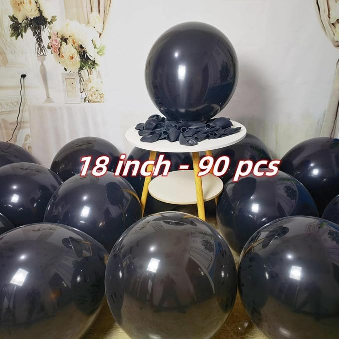 90 Pack Black Balloons 18 inch Black Latex Party big Balloon Bulk - Image 2