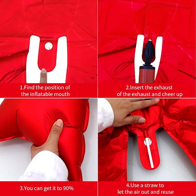 Vuzvuv Red Heart Balloons Red Bow Balloons Set, anniversary, Valentine's Day - Image 3