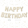 Happy Birthday Balloons Banner Beige, 16 Inch Cream White Foil Letters Birthday by Dagelar