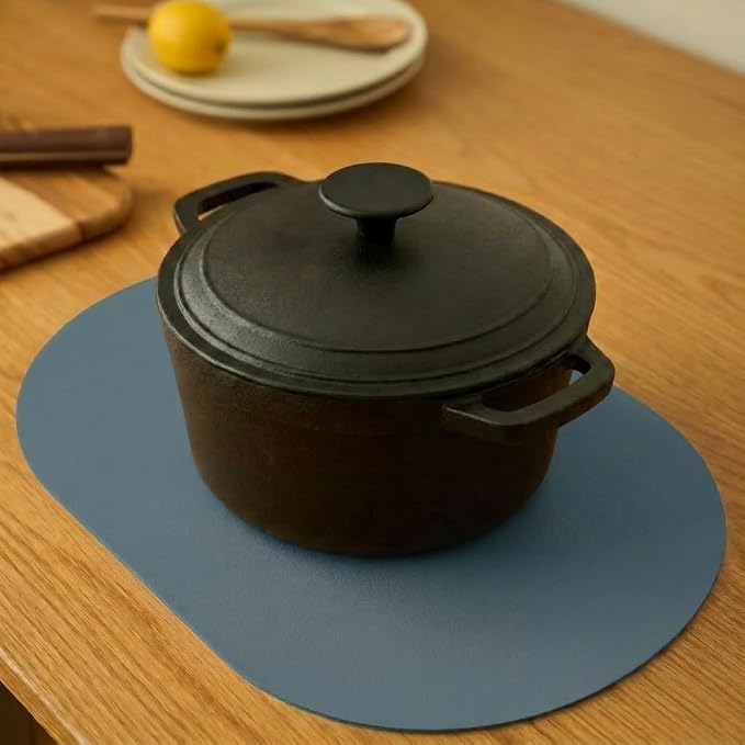 Steel Blue Oval Silicone Placemats Set of 4 – Heat Resistant, Waterproof - Image 6