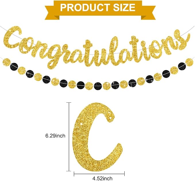 BEISHIDA Congratulations Banner Gold 2026 Graduation Banners, Grad Congrats - Image 2