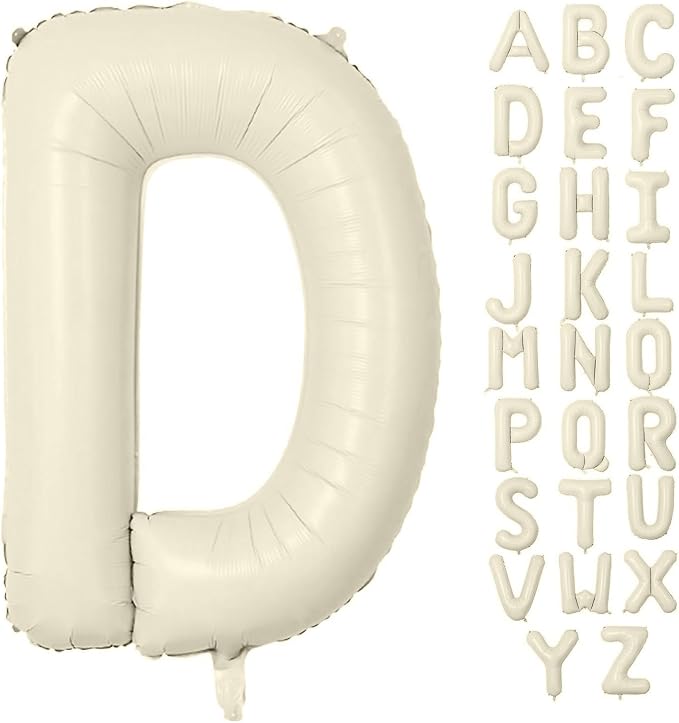 Letter Balloon 40Inch Cream White Big Alphabet Balloons Letter D | Giant Foil by YUNSHANGMO