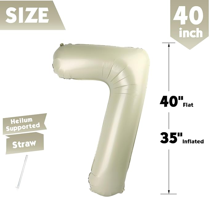 40 Inch Cream Number 7 Balloon Birthday Party Decorations - Image 5