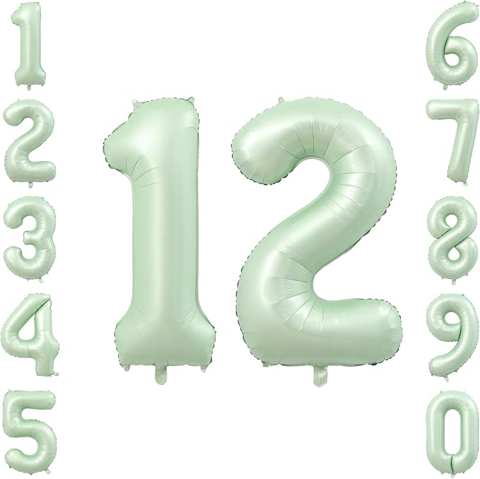 Olive Green Number 12 Balloon 40 Inch, Floral Backdrop by Unknown