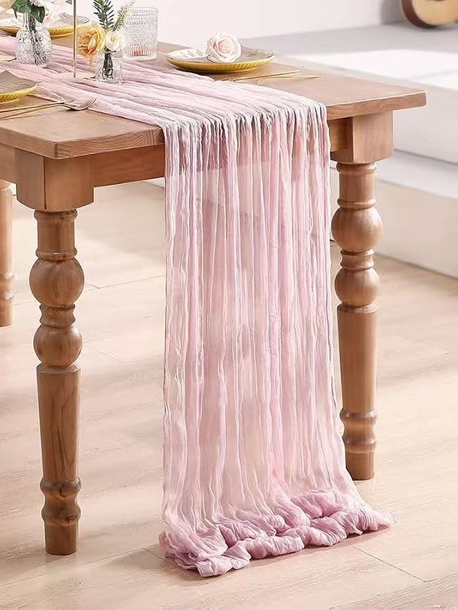 12Pack Light Pink Cheesecloth Table Runner 20x120inch Gauze Table Runners | - Image 2