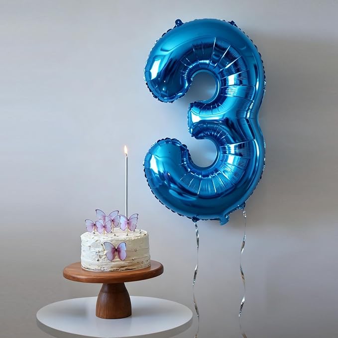 40 Inch Navy Blue Number 3 Foil Balloon - Image 4