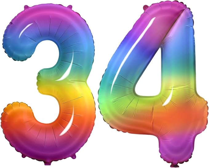 Number 34 Balloons for 34th Birthday Party Decorations, 0-100 Large No.34 by Joycard