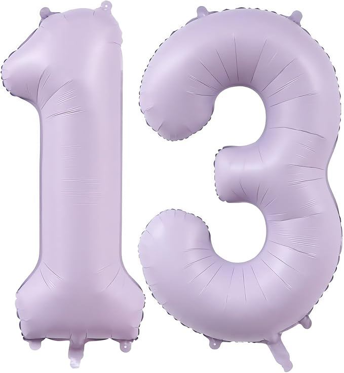 Pastel Purple 13 Number Balloons, 40 Inch Light Purple 13 Balloons Large Helium by BBPOOL
