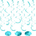 24 PCS Teal Hanging Swirl, Sparkle Ceiling Hanging Decorations, Plastic by PatiCool