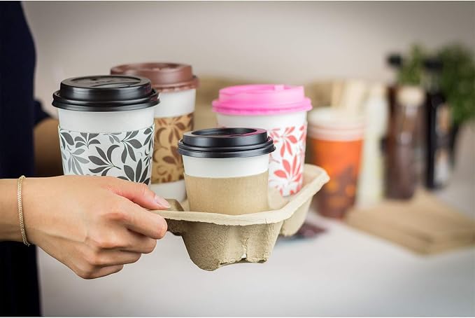Karat Disposable Drink Carrier | 300 Pack | 4-Cup Molded Fiber Drink Carrier - Image 2