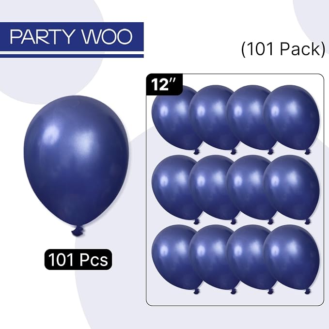 PartyWoo Navy Blue Balloons 101pcs Dark Blue Latex Helium Balloons 12 Inch | - Image 7