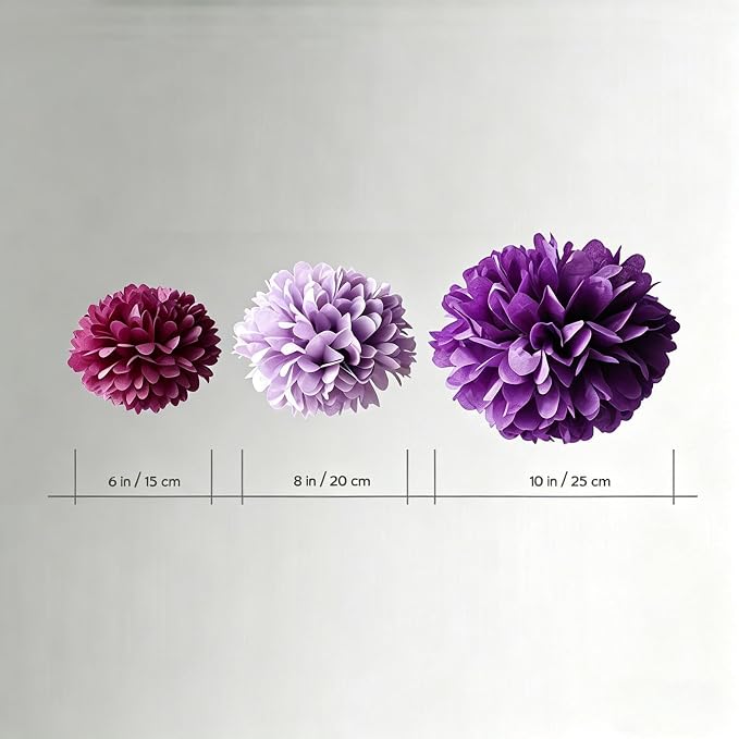 AimtoHome Purple Paper Flower Balls, Dark Lavender Lilac Cream, - Image 3