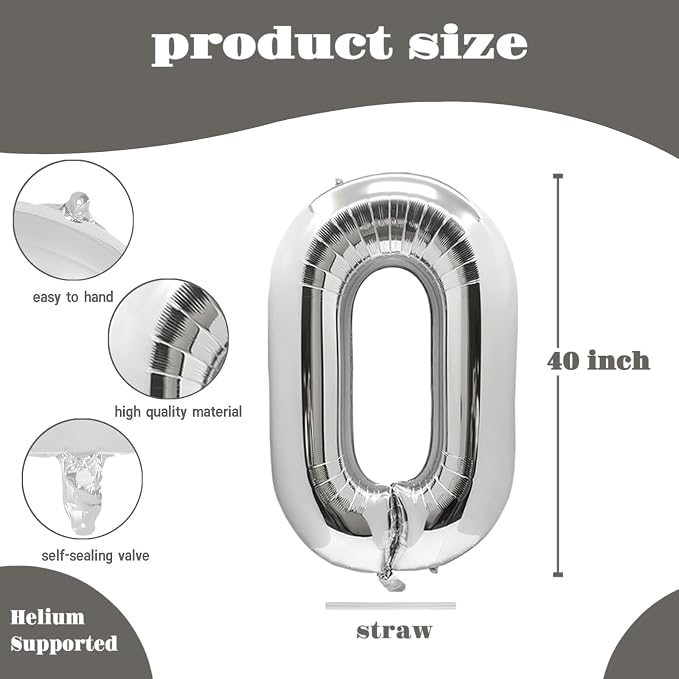 10PCS 40 Inch Large Foil Number Balloons 0-9 Set - Image 2