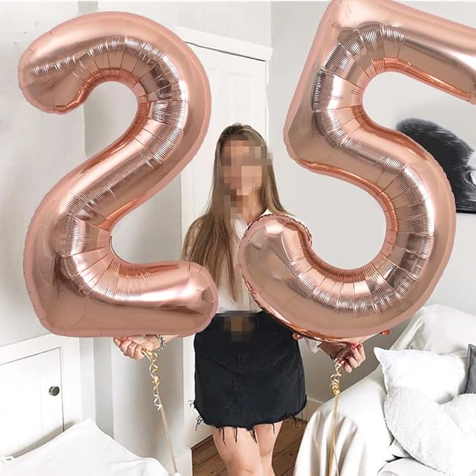 TONIFUL 40 Inch Rose Gold Large Numbers Balloons 0-9, Number 5 Digital 5 Helium - Image 3