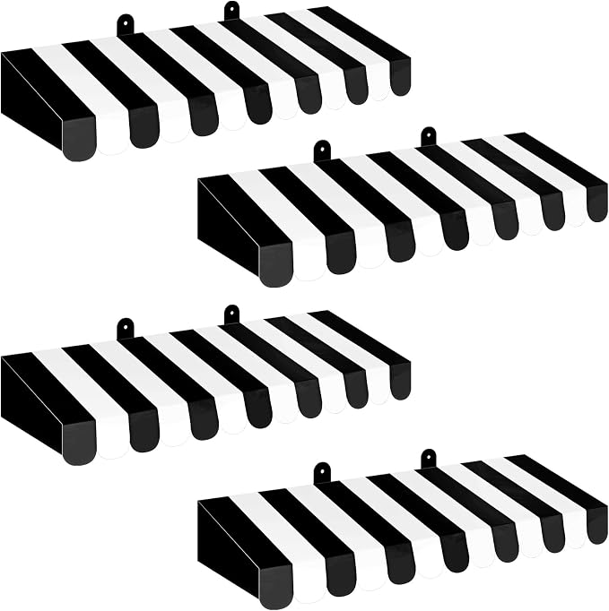 Boao 4 Pack Black and White Circu Awning Decoration 3D Stripe Cardboard Awning by Boao