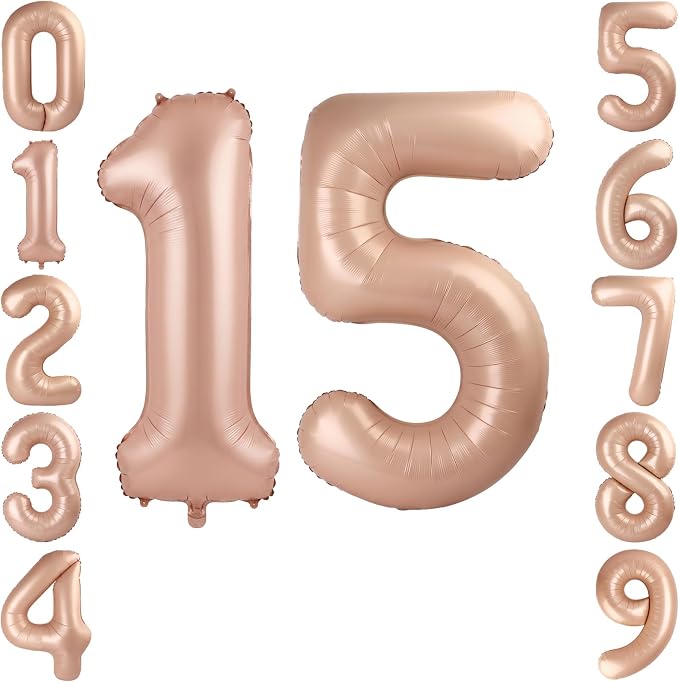 40 Inch Caramel Foil Number 15 Balloon by TNCDJKPA