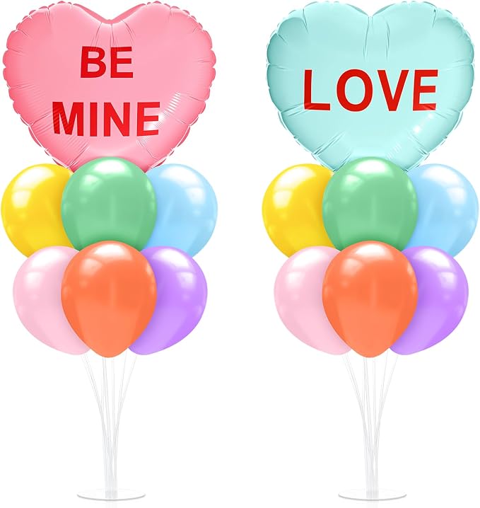 Seematn 2 Set Valentines Day Table Centerpiece Candy Pastel Heart Balloon Stand by Seematn