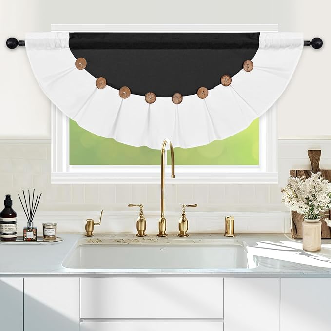 Farmhouse Valance Curtains, Boho Cotton Linen Kitchen Valance, Country Rod - Image 2