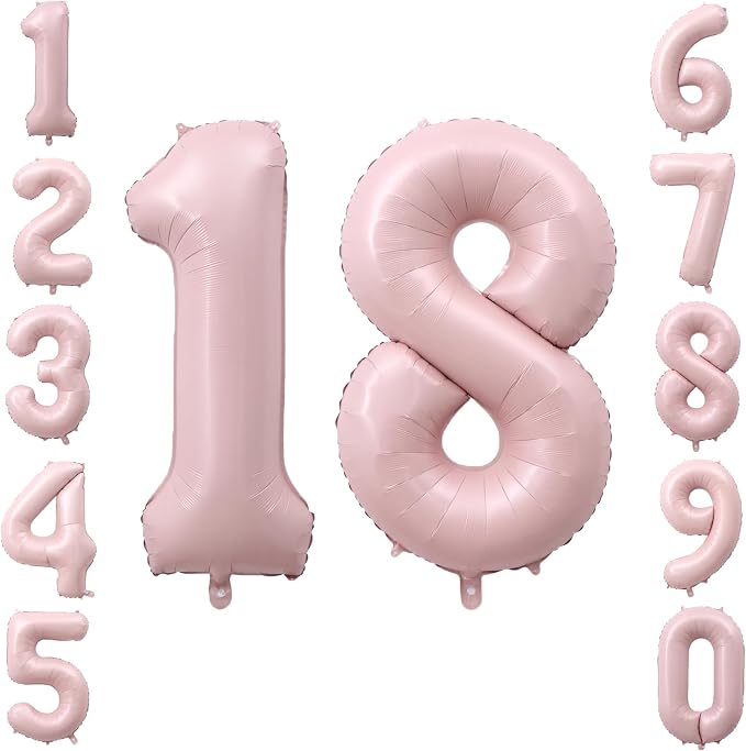 40" Light Pink Foil Number 18 Balloon by TNCDJKPA