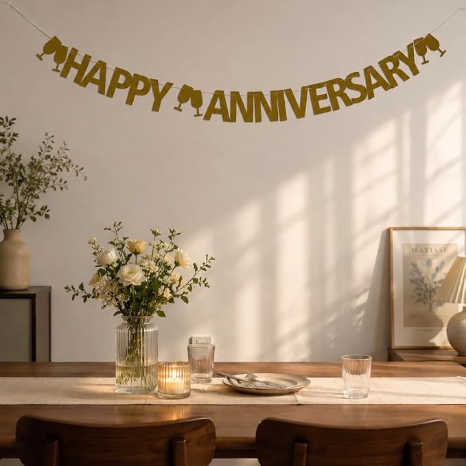 Happy Anniversary Banner, Wedding Anniversary Party Decorations Supplies - Image 3