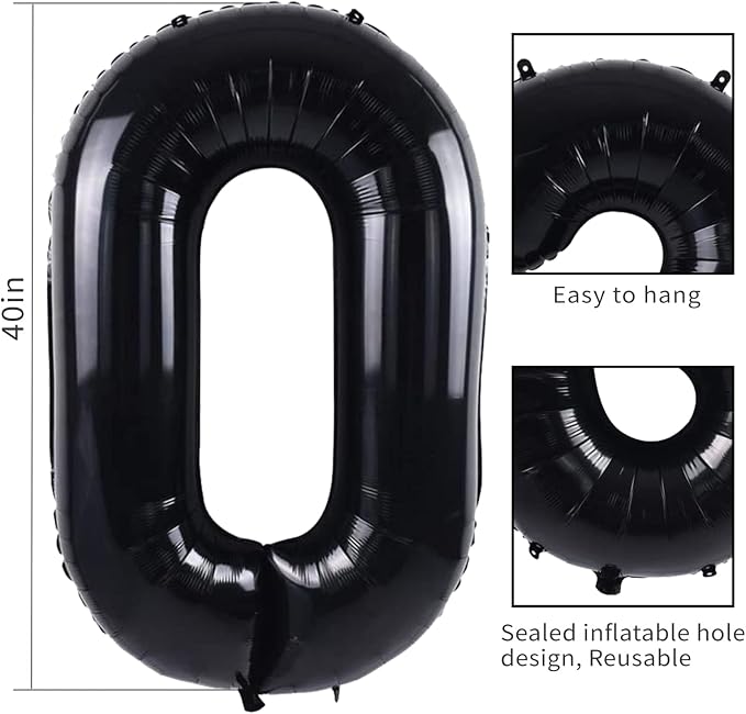 40 inch Number Balloon 0-9 Black Large Number 40 Balloons, Digital Balloons - Image 3