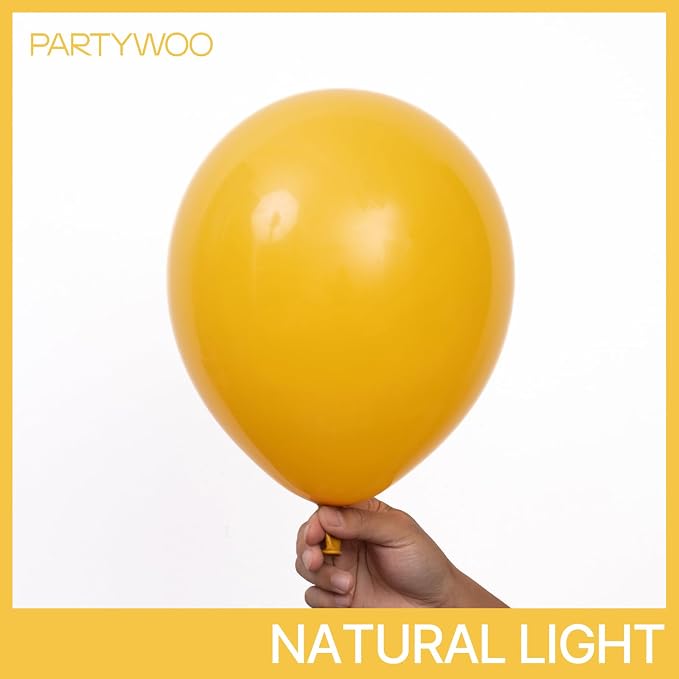 PartyWoo Mustard Yellow fall Latex Helium Birthday Balloons 101pcs | 12 Inch - Image 3