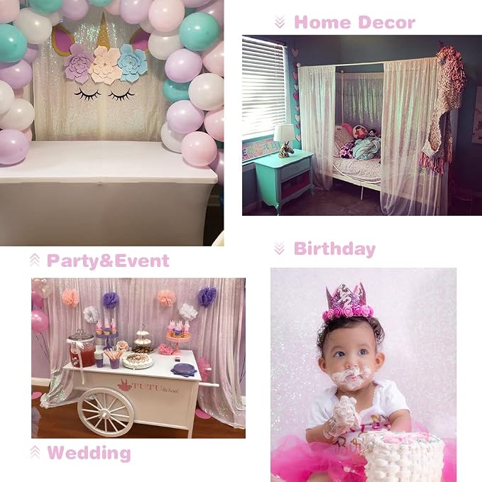 Eternal Beauty White Iridescent 3mm Sequin Backdrop 8x10 Ft - Image 9