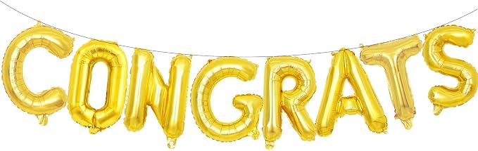 16 Inch Gold 'CONGRATS' Balloon Banner by Broeify