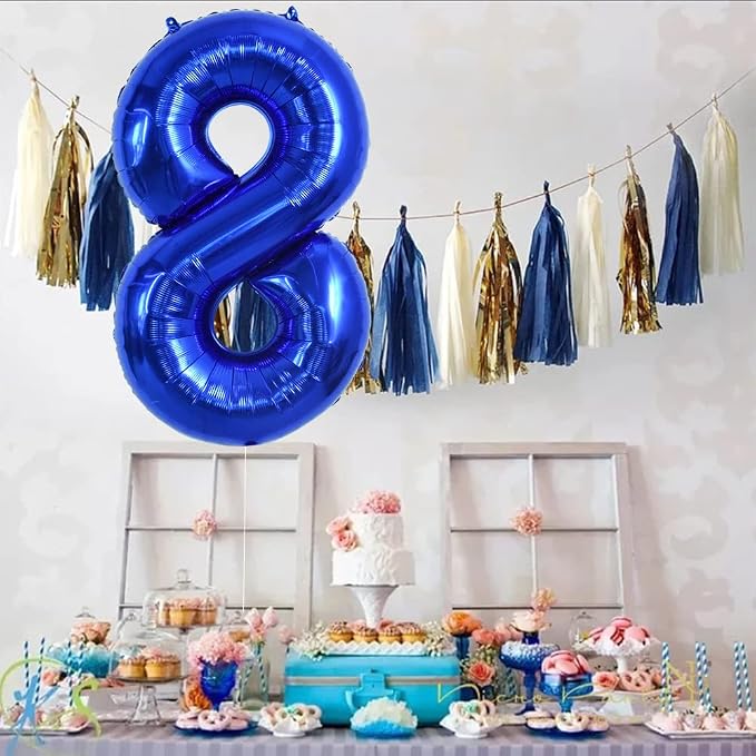 TONIFUL 40 Inch Navy Blue Number 8 Balloons Large Foil 8th Birthday Decor | - Image 6