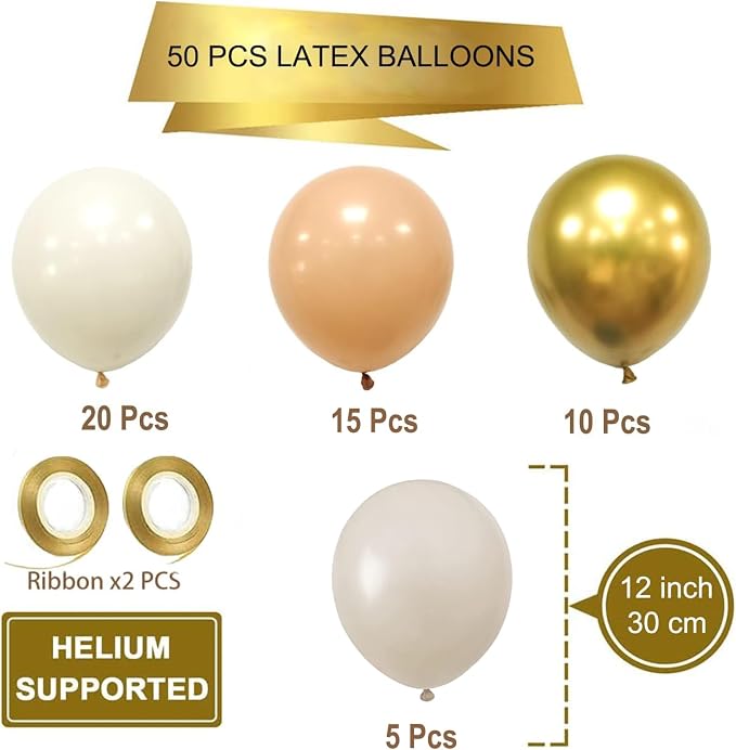 Blush Gold Beige Neutral Balloons - Image 2