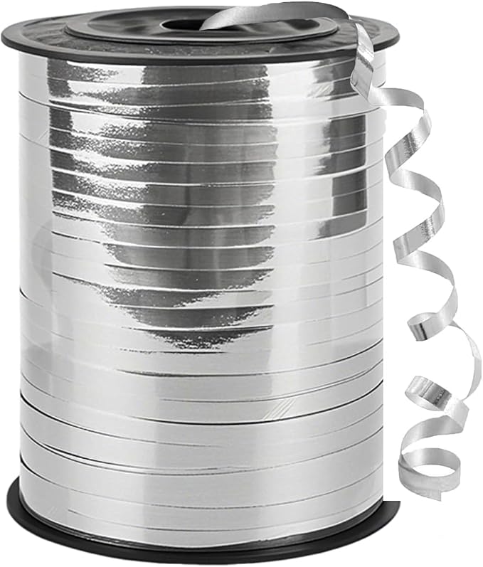 500 Yard Bright Silver Ribbon, 1/5" Ribbon Curling by ZJWZSLI