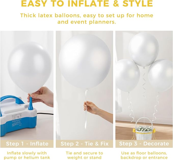 LOVESTOWN 18 Inch Pearl White Large Balloons, Birthday Wedding Baby Shower - Image 6