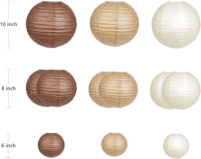 ZOOYOO Brown Paper Lanterns Decorative, Caramel Boho Party Hanging Paper - Image 2