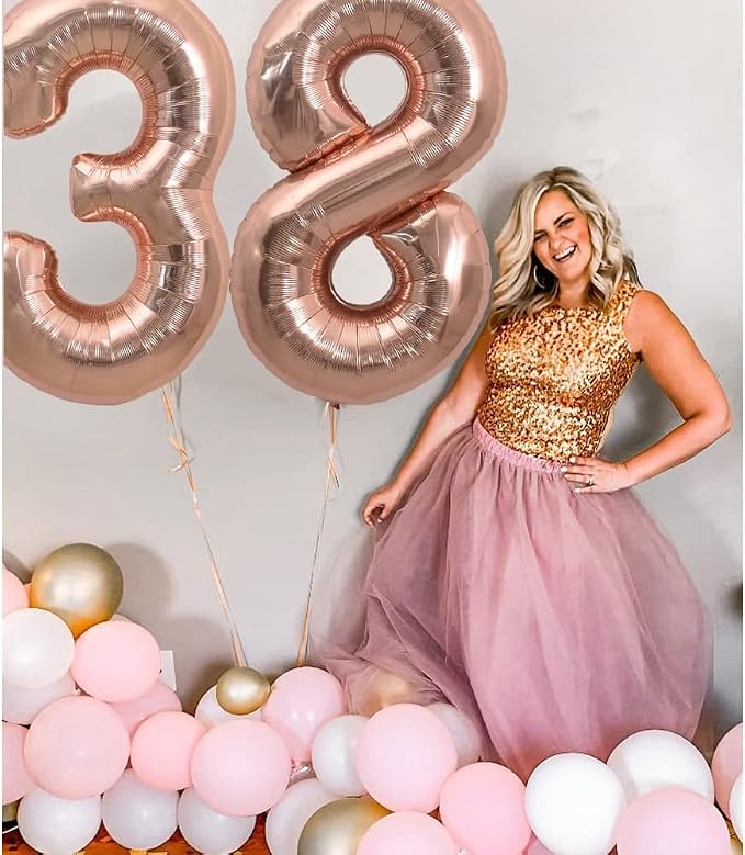 TONIFUL 40 Inch Large Rose Gold Number 40 Balloons Giant Digital 40 Helium - Image 4