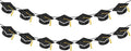 jijAcraft Black Gold Graduation Cap Banner, Glitter Grad Garland, 2 Pack 9.8ft by jijAcraft