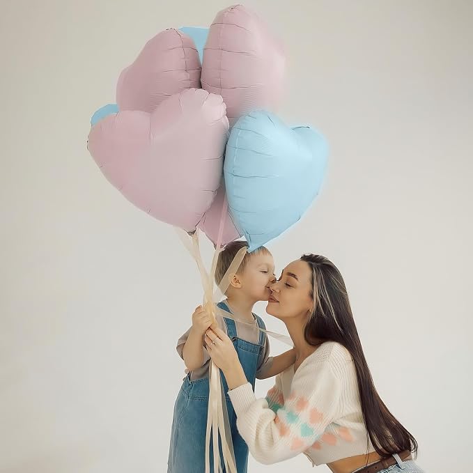 Pink Blue Heart Balloons, 18Inch Pastel Blue Helium Balloon - Image 7